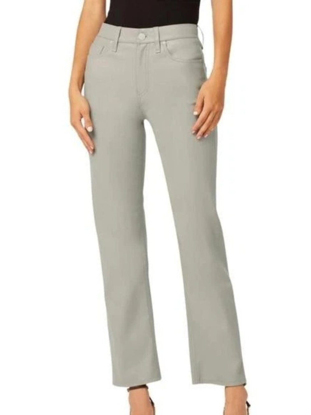 NWOT *TEENY FLAW* Hudson Remi Faux Leather High Straight Ankle Pants Moonrock 27